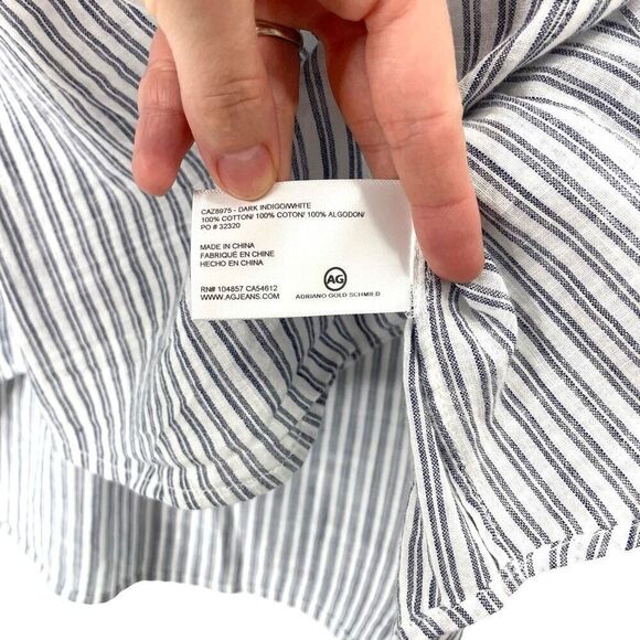 AG‎ Adriano Goldschmied Simone striped button down Blouse Shirt Size L - Picture 7 of 7